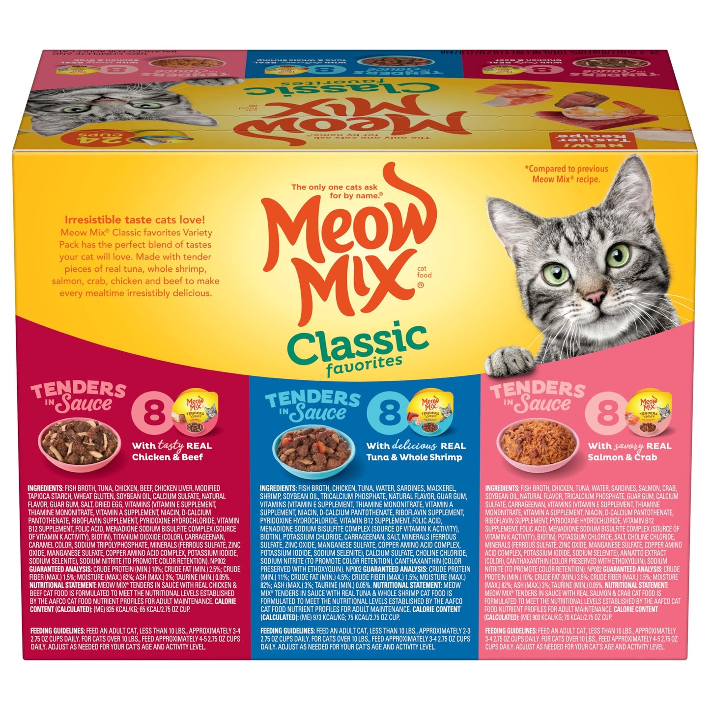 Meow Mix Tenders in Sauce Classic Favorites Wet Cat Food Variety Pack, 2.75 Ounce Cup (Pack of 48)