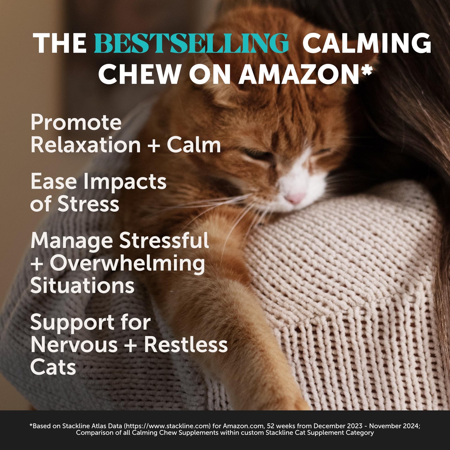 Pet Honesty Calming Chews for Cats - Cat Anxiety Relief + Helps Reduce Stress - Behavioral Support & Promotes Relaxation for Travel, Boarding, Vet Visits, Separation Anxiety - Chicken (30-Day Supply)