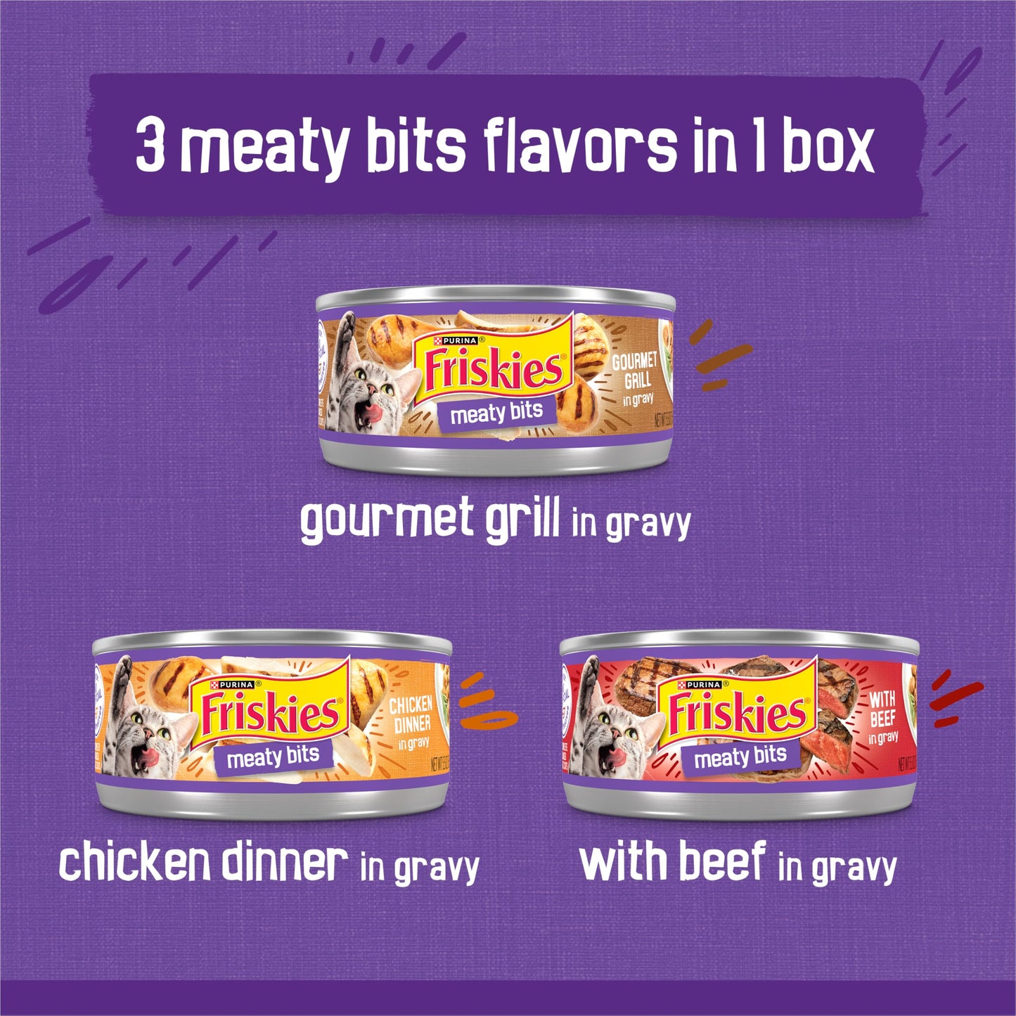 Purina Friskies Gravy Wet Cat Food Variety Pack, Meaty Bits - (Pack of 24) 5.5 oz. Cans