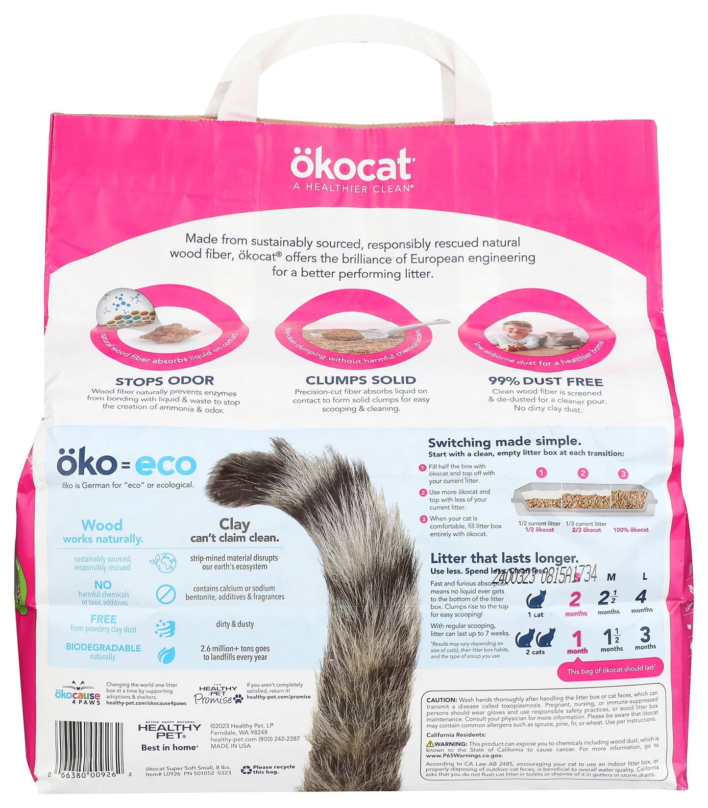 OKOCAT Super Soft Clumping Wood Cat Litter, 128 OZ