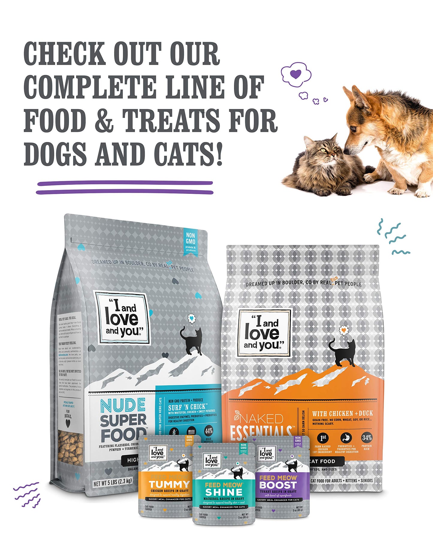 I and love and you Meow & Zen Hearties Cat Treats - Chicken- Grain Free, Omega 3 & 6, Prebiotics, Filler Free, 4oz Bag