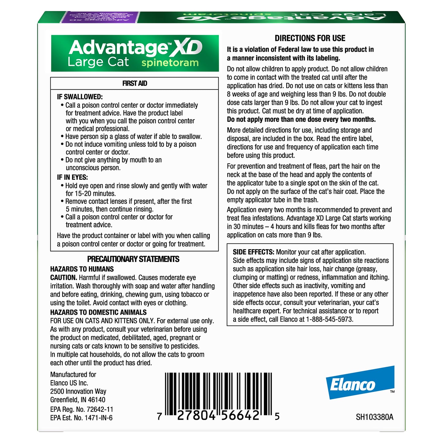 Advantage XD Large Cat Flea Prevention & Treatment For Cats over 9lbs. | 1-Topical Dose, 2-Months of Protection Per Dose