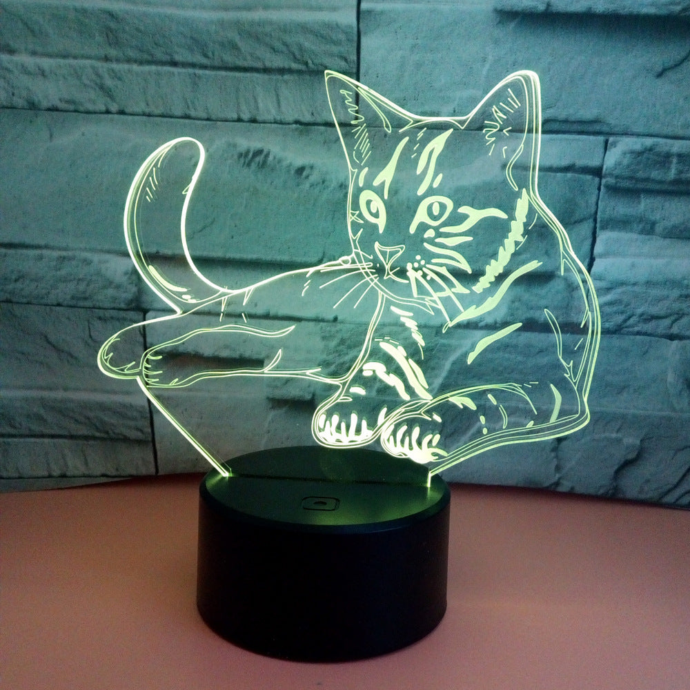 Colorful 3D fox cat light