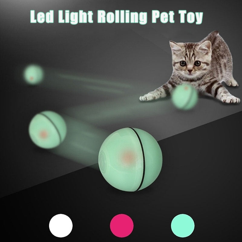 Smart Interactive Pet Toy Ball Automatic Rolling USB Rechargeable Led Light Pet Toy Training Home Cat Toy Glowing Balls