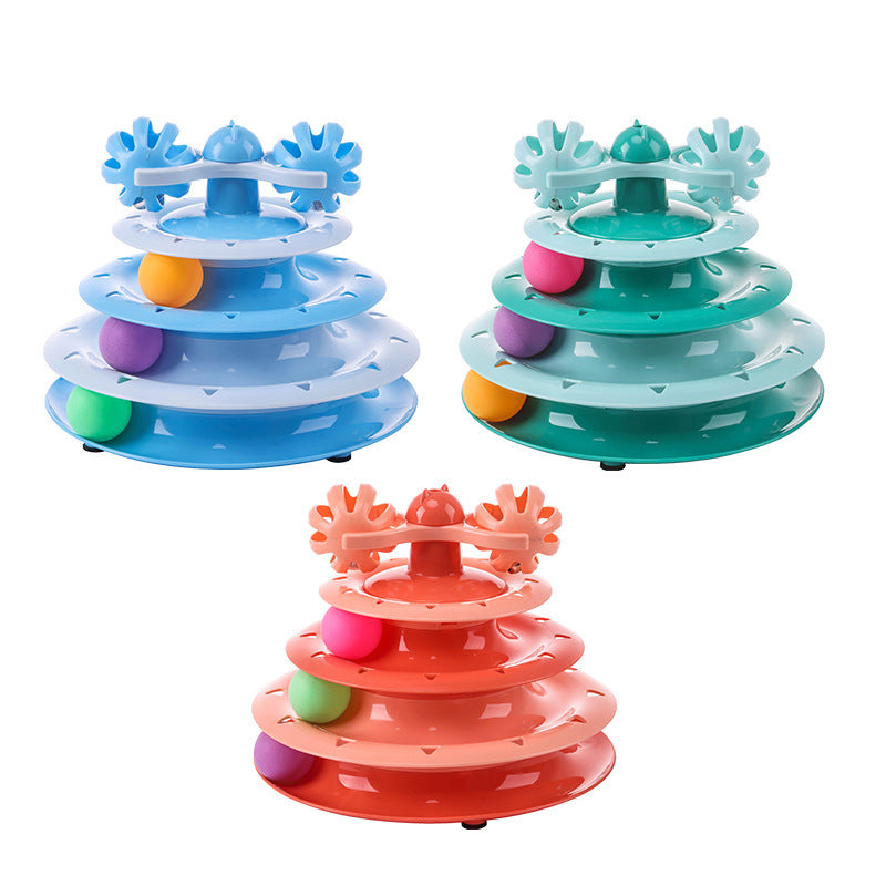 Four-layer track cat turntable cat toy cat turntable ball self-entertainment cat pet toy