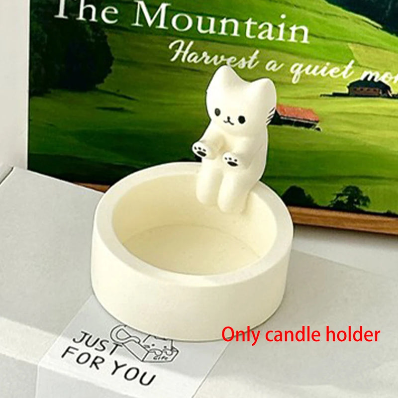 Kitten Candle Holder,Cute Grilled Cat Aromatherapy Candle Holder, Desktop Decorative Ornaments, Birthday Gifts