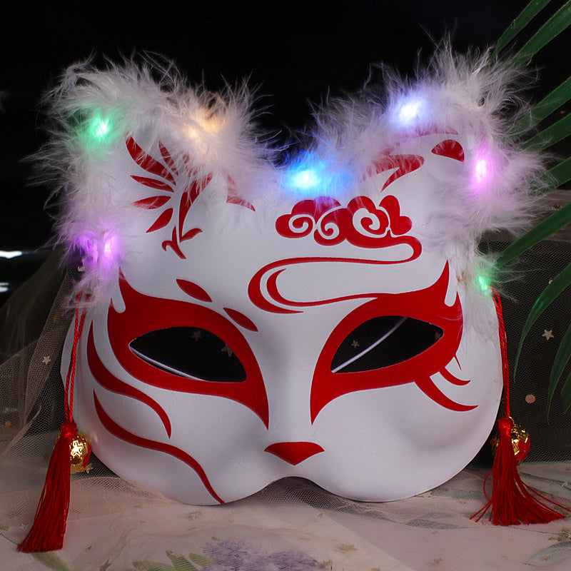 Luminous Feather Fox Mask Two-faced Cat