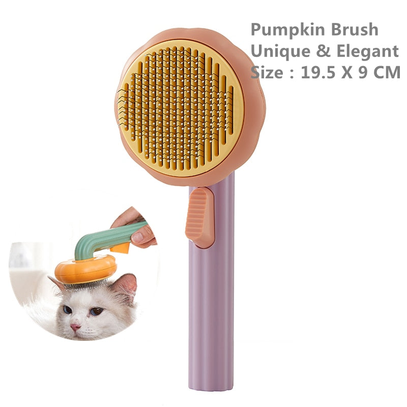 Pumpkin Pet Brush, Self Cleaning Slicker Brush for Shedding Dog Cat Grooming Comb Removes Loose Underlayers and Tangled Hair