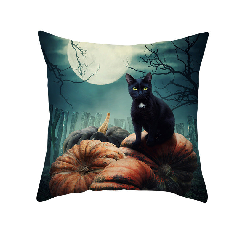 Halloween new pumpkin black cat pillowcase