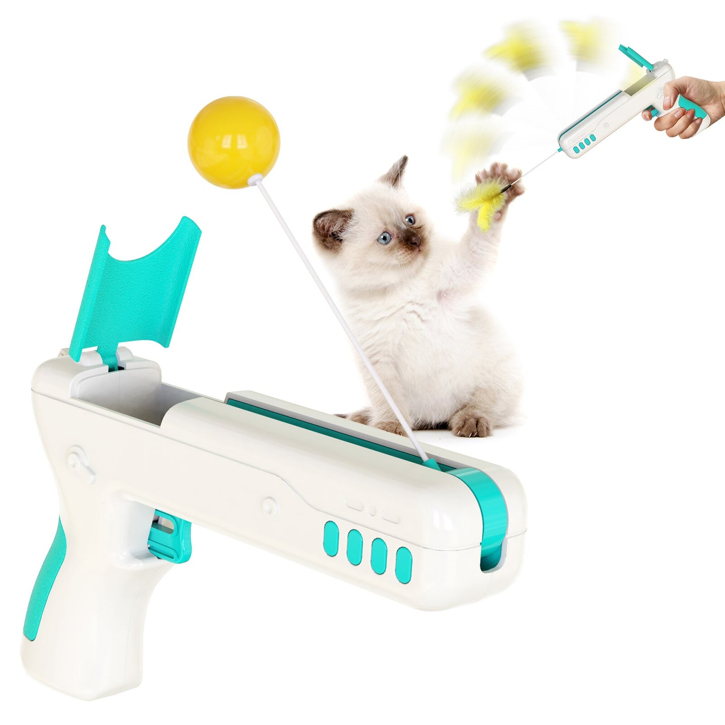 Funny Interactive Cat Toy With Feather&Ball Original Cat Stick Gun for Kittens Pet Products