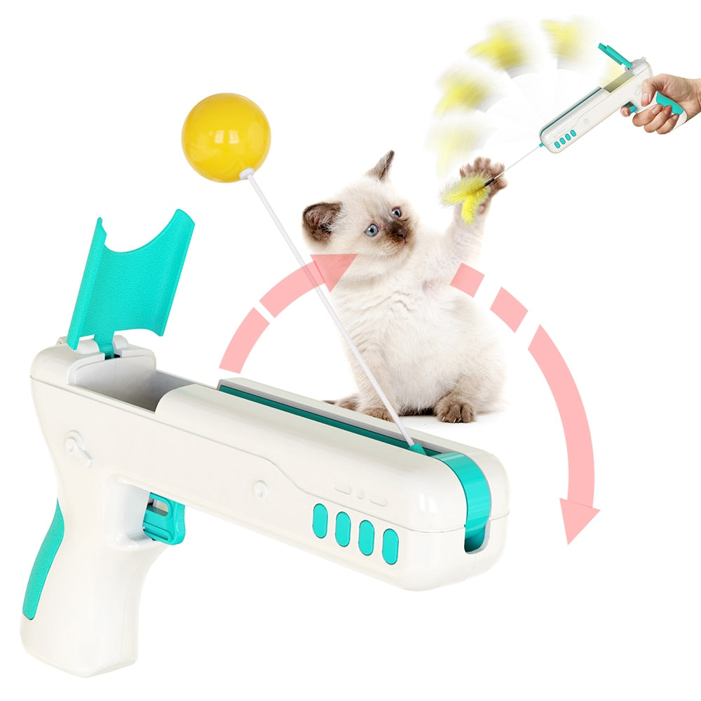 Funny Interactive Cat Toy With Feather&Ball Original Cat Stick Gun for Kittens Pet Products