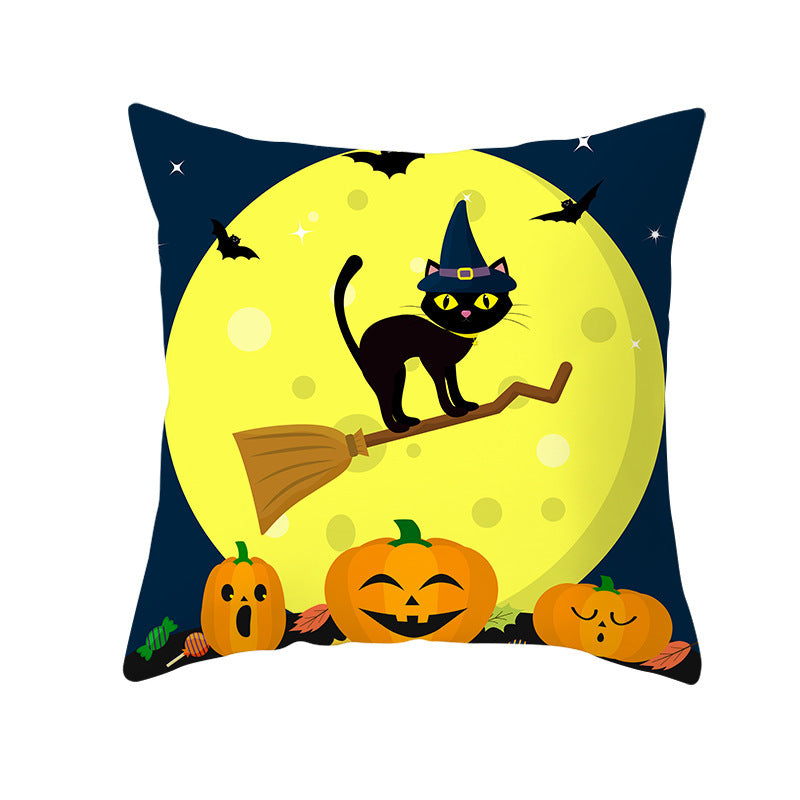 Halloween new pumpkin black cat pillowcase