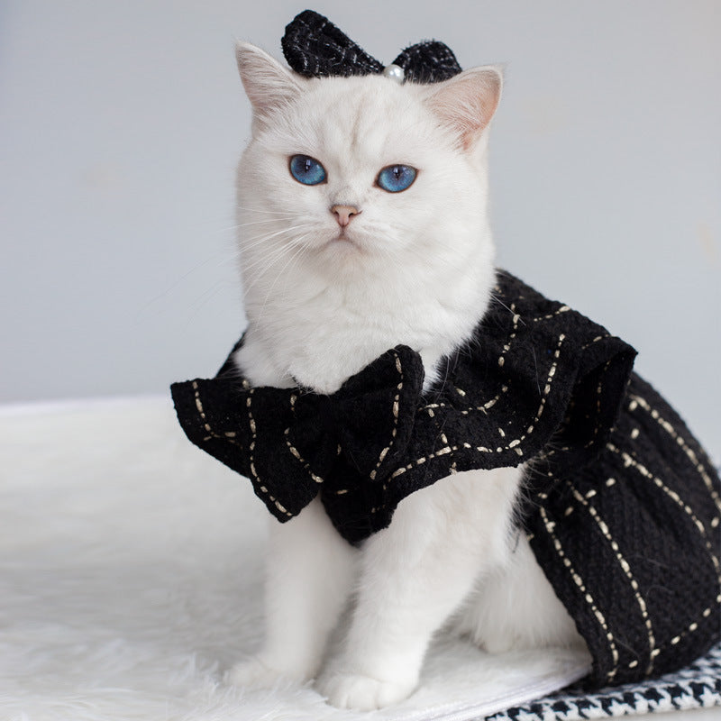 Woven Flying Shoulder Sleeve Skirt Cat Pet Clothes