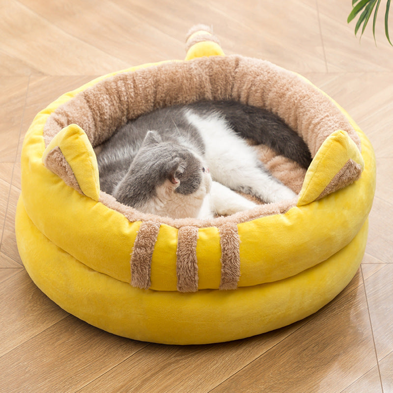 Cartoon Net Red Semi-closed Comfortable Plus Velvet Removable Cat Litter