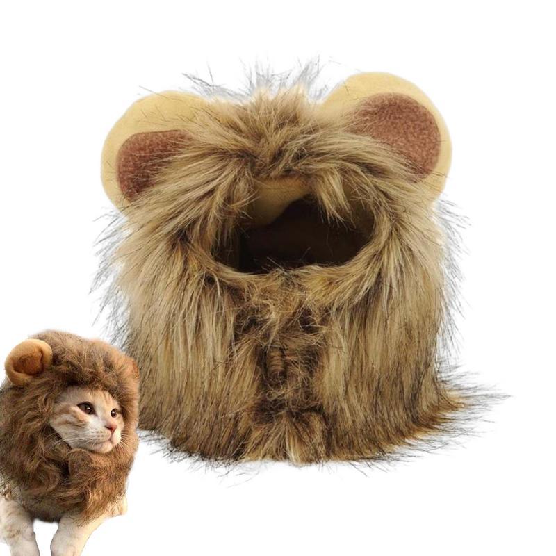 Pet Cat Decor Accessories Lion Wig Fancy Hair Caps Pet Supplies Cute Lion Headgear Cat Hat Mane Wig For Dogs And Cat Small Dog