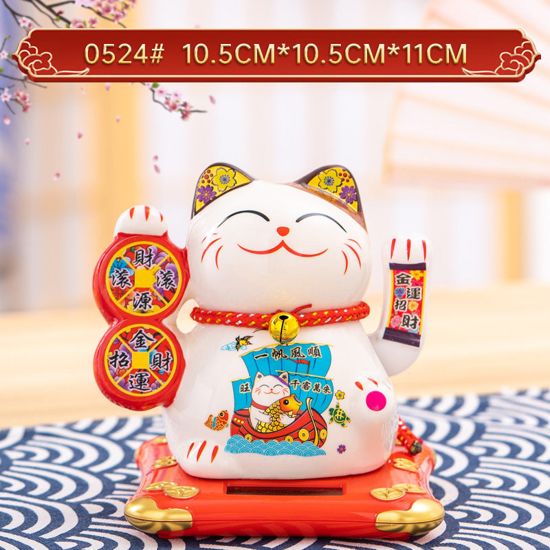 Home Chinese solar lucky cat store gifts can shake hands annual meeting gifts casual car small ornaments decorative crafts