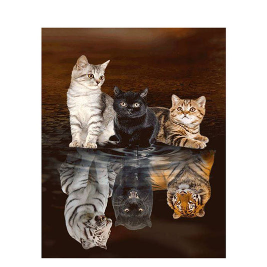 Cat Family Reflection Painting By Numbers