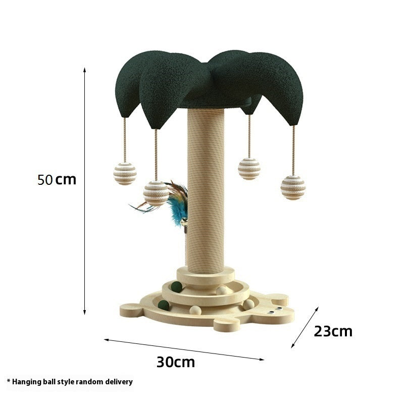 Cat Self-Hi Solid Wood Turntable Scratching Post Cat Teaser Durable Sisal Cat Climbing Frame