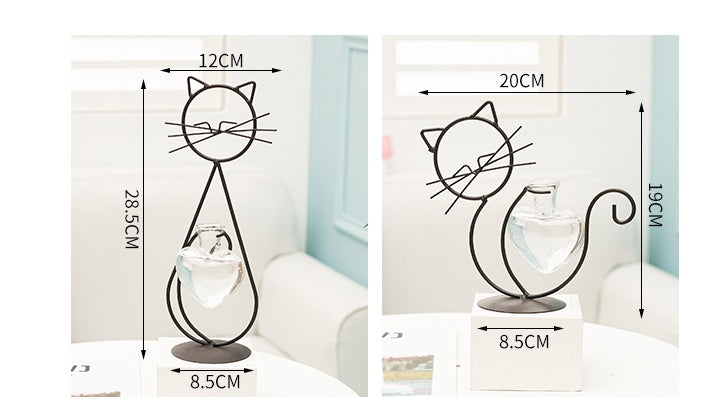 Simple Cat Iron Flower Hydroponic Vase