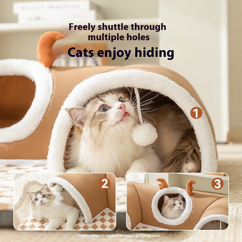 Hide-and-seek Tunnel Play And Sleep One Cat Nest