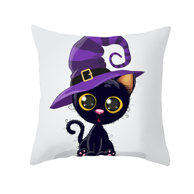 Halloween new pumpkin black cat pillowcase