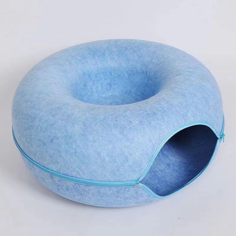 Donut Cat Bed Cats Cushion Nest Sleeping Kitten Cave Puppy Home Bed Cat Tunnel Interactive Game Toy