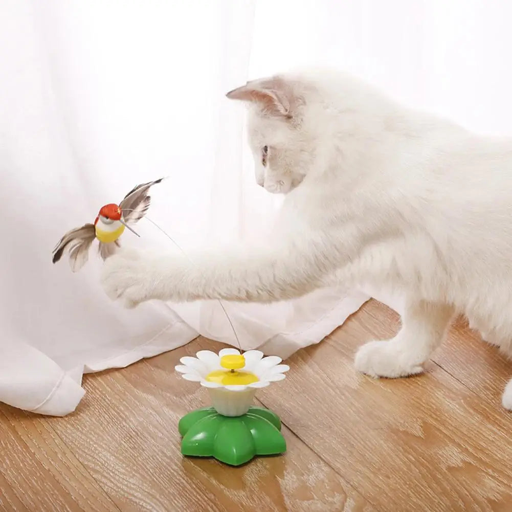 1PCS Electric Butterfly Cat Toy Shake Rotating Flying Automatic Humming Bird Intelligence Training Funny Pet Toys Random Color