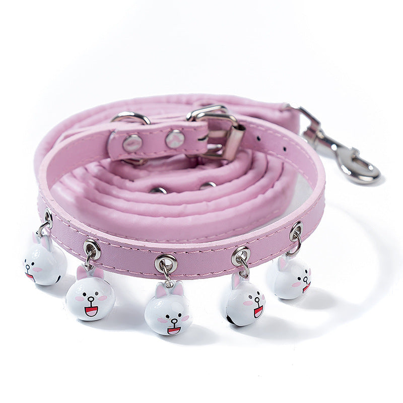 Pet Supplies Cartoon Bells Cat Collars Cat Collars Teddy Bells Chain Leash Set