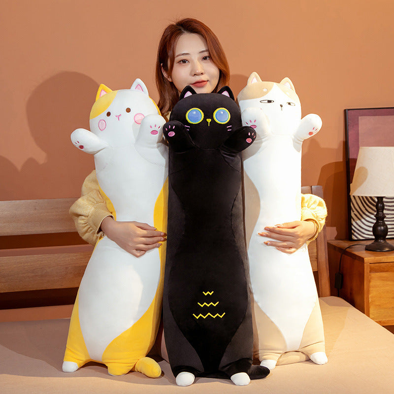 Japanese Chubby Cat Plush Toy Doll Cute Cat Pillow Children Bed Long Pillow Doll