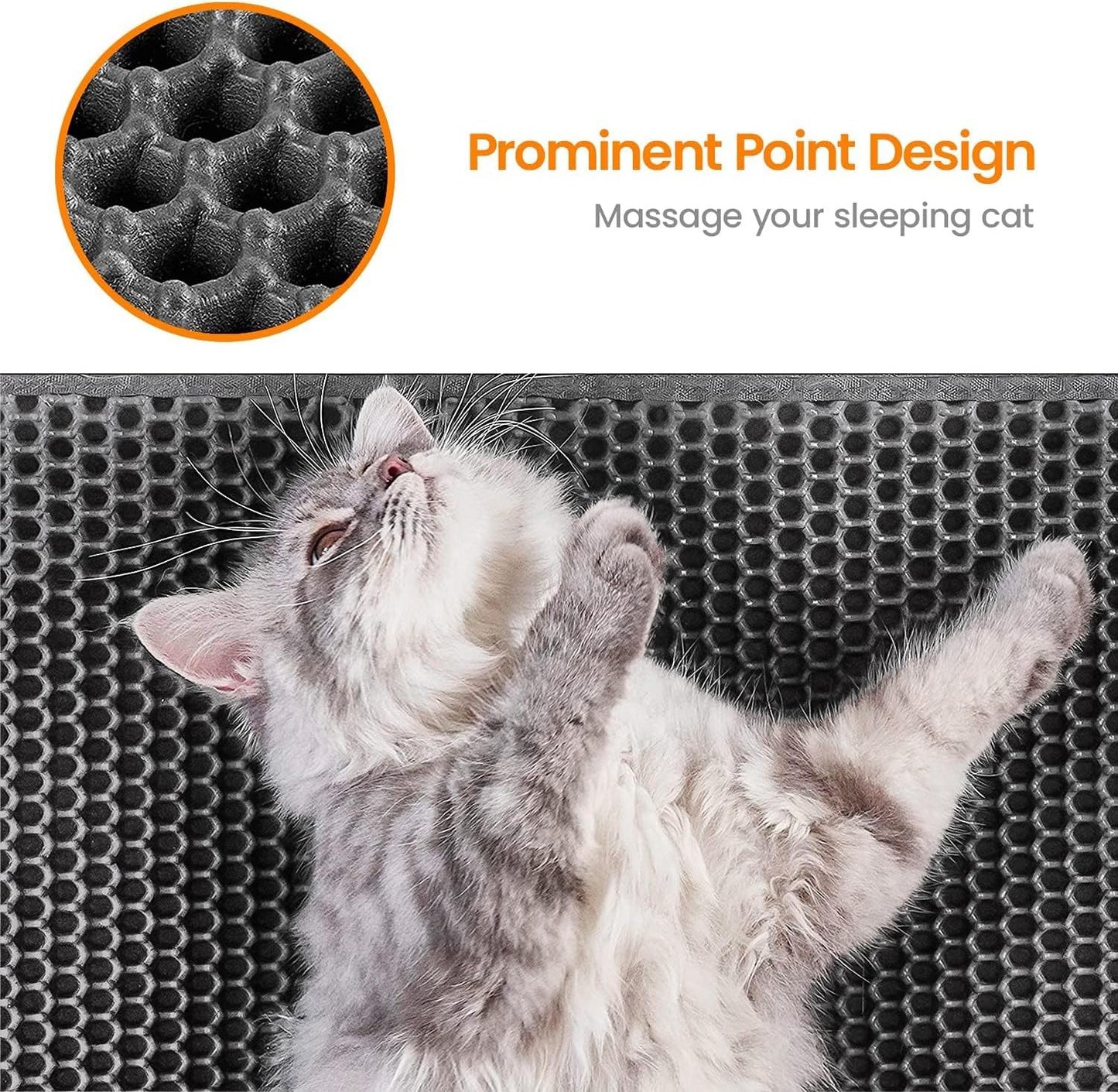 Cat Litter Mat Cat Litter Trapping Mat Honeycomb Double Layer Design Urine And Water Proof Material Scatter Control Less Waste Easier To Clean Washable