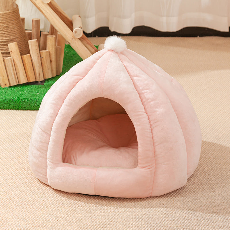 Cat Litter Winter Warm Closed Cat Litter Cute Pumpkin Kennel High Elastic PP Cotton Pet Cat Supplies