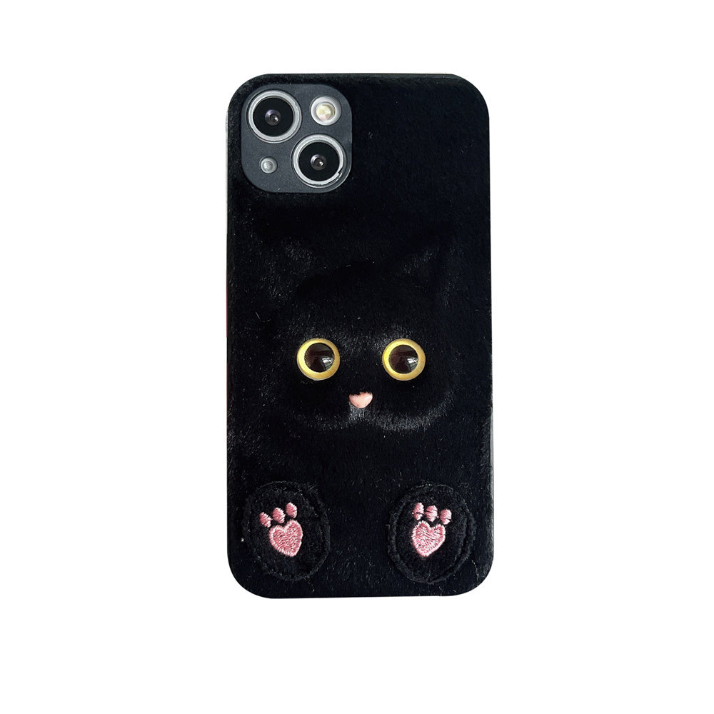 Plush Three-dimensional Cat Eyes Mobile Phone Case Anti-fall