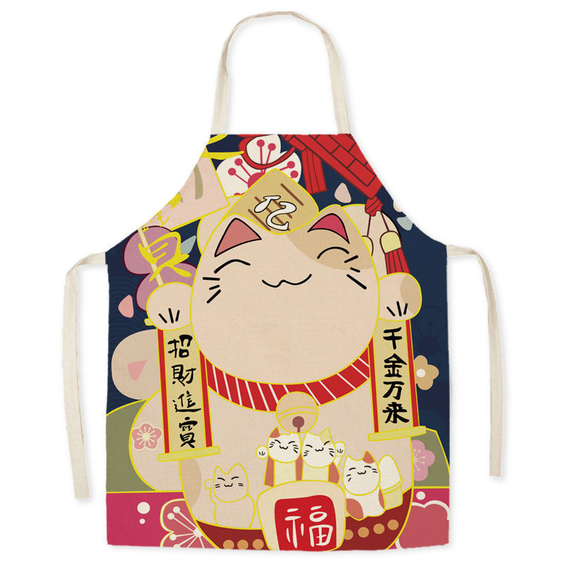 Waterproof Apron Beckoning Cat Adult Gown For Cooking