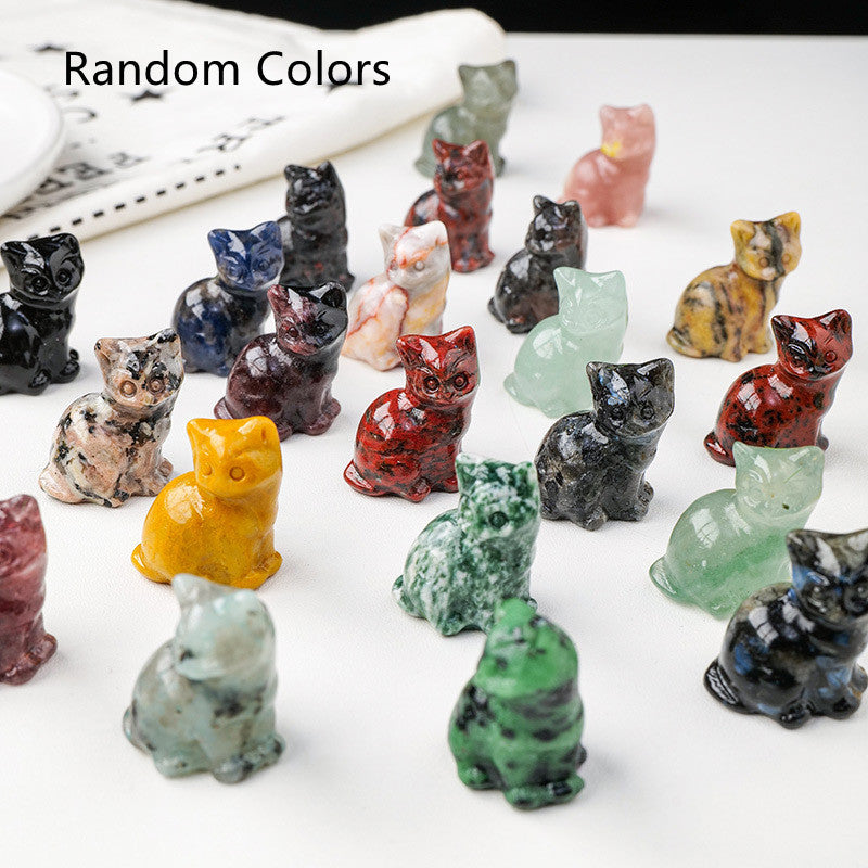 Natural Crystal Fortune Cat Carving Craft Ornaments