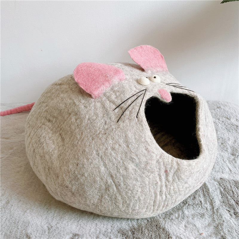 Wool Felt Cat Warm Closed Windproof Pet Litter