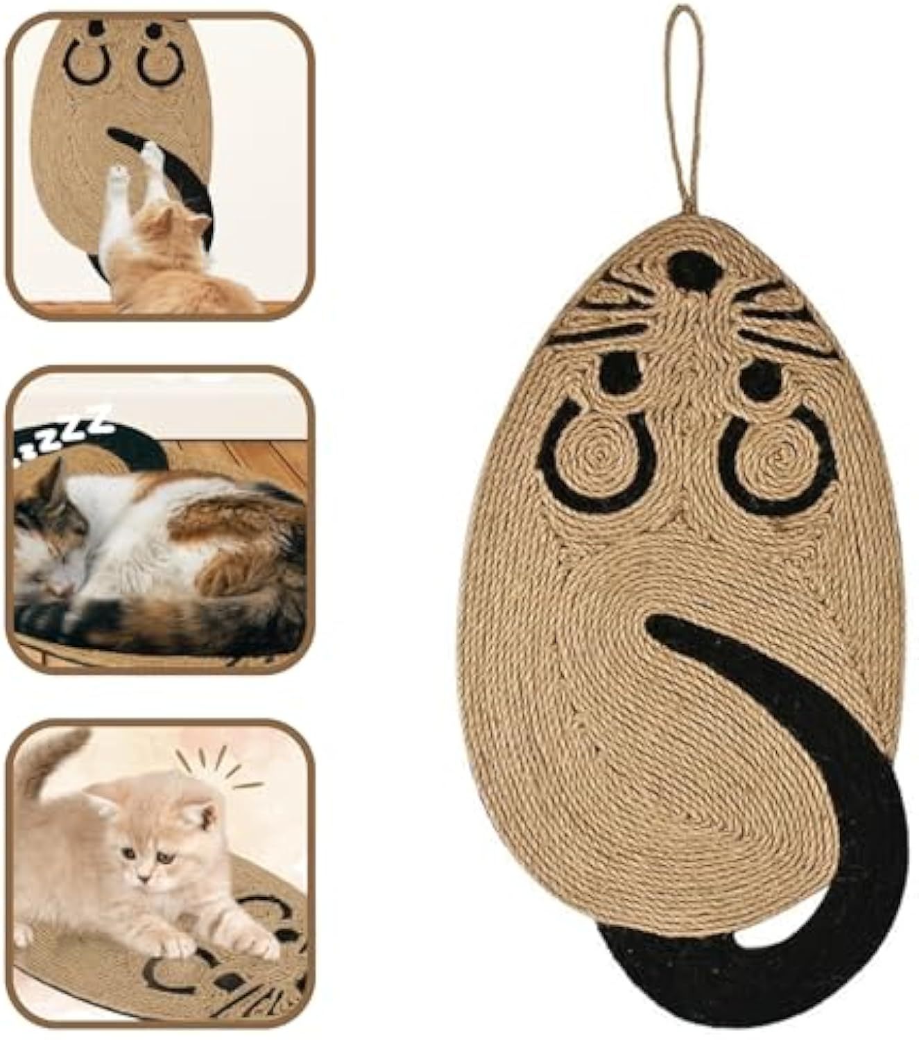 Cat Scratch Pad Made From Sisal Material Comfortable Cat Scratchers For Indoor Cats With Attractive Mouse Shape Cat Scratching Board As Furniture Protector For Happy Cats