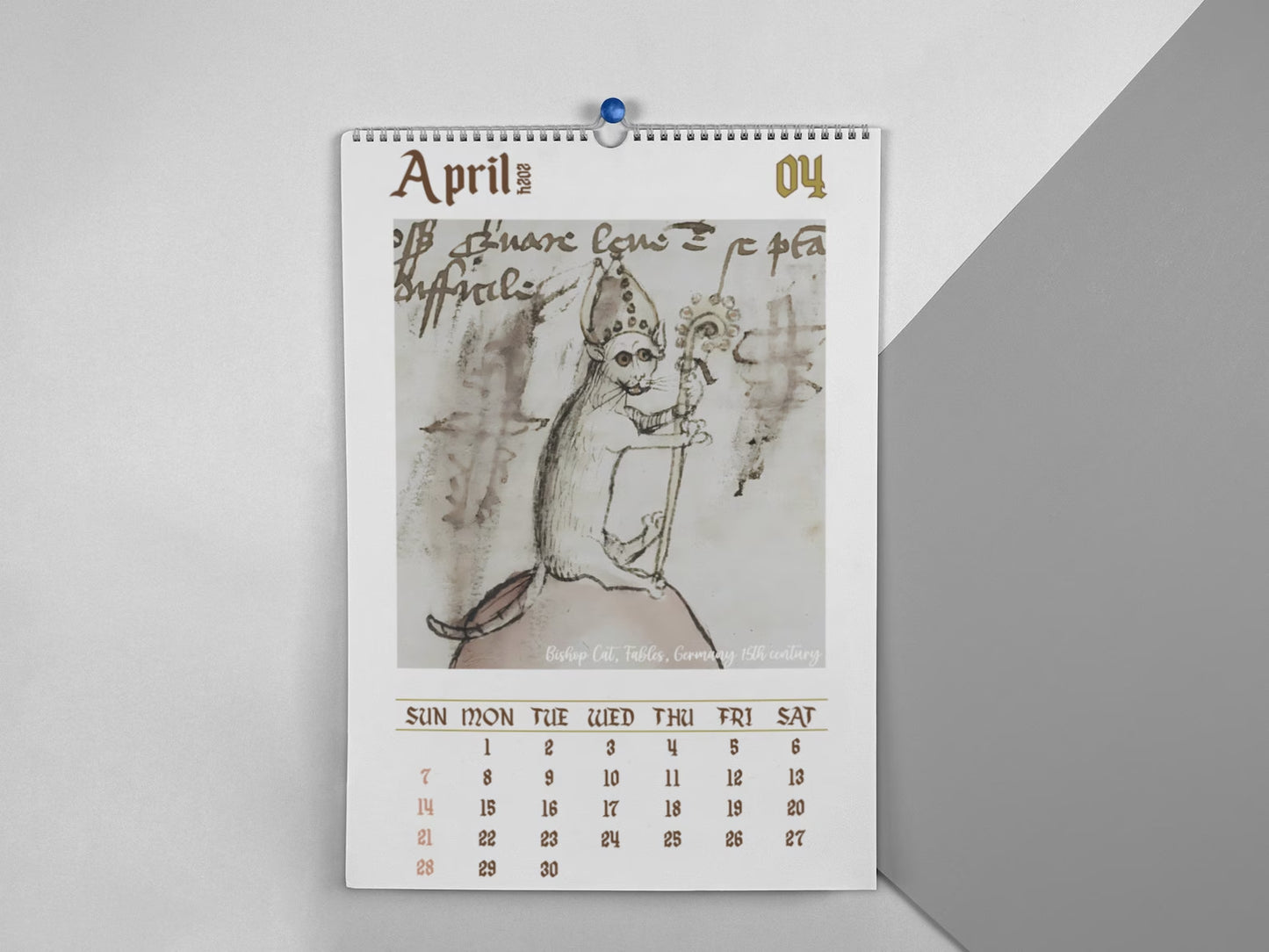 Funny Medieval Cat Paintings Wall Calendar