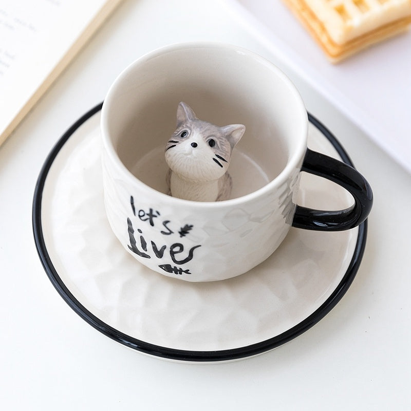 Cute Kitten Ceramic Cat Paw Cup