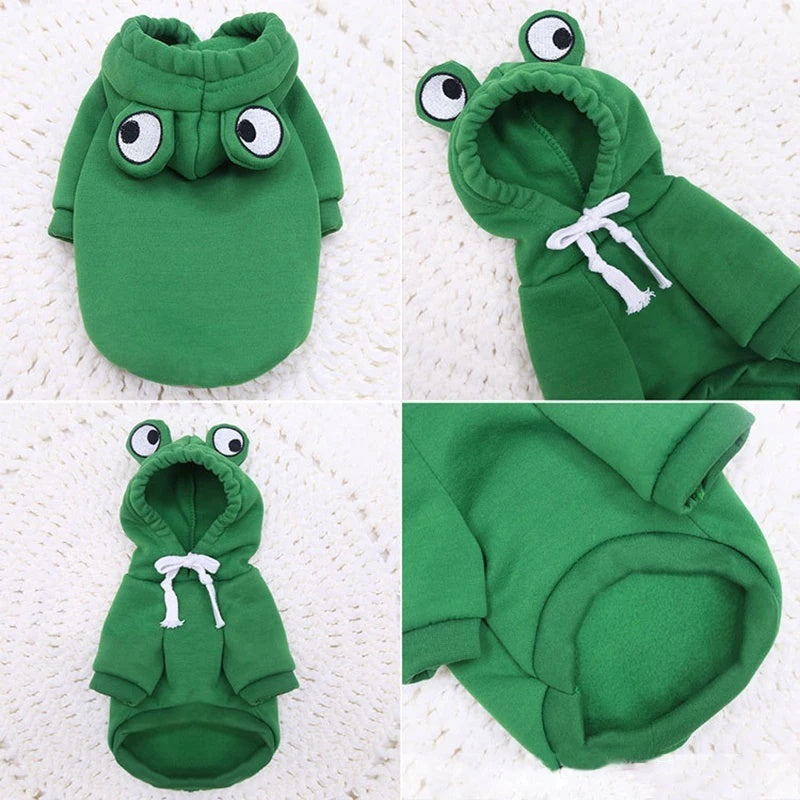 Soft Warm Cat Clothes For Small Dogs Cats Funny Halloween Cosplay Frog Costume Kitten Creative Sweatshirts Pet Autumn Hoodies