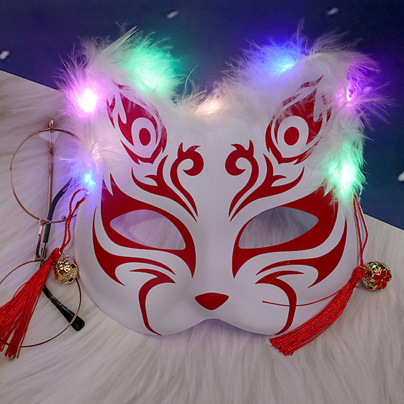 Luminous Feather Fox Mask Two-faced Cat