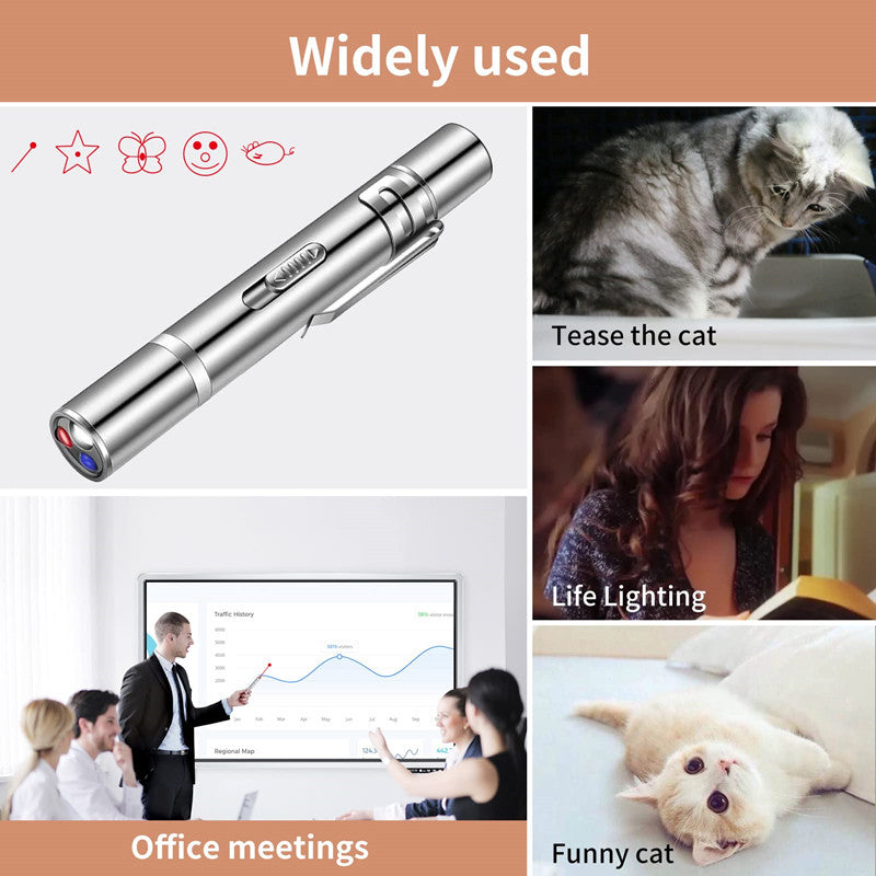 USB Charging Laser Teasing Cat Stick Multifunctional Pet Supplies Laser Light Pattern Infrared Projection Cat Toy