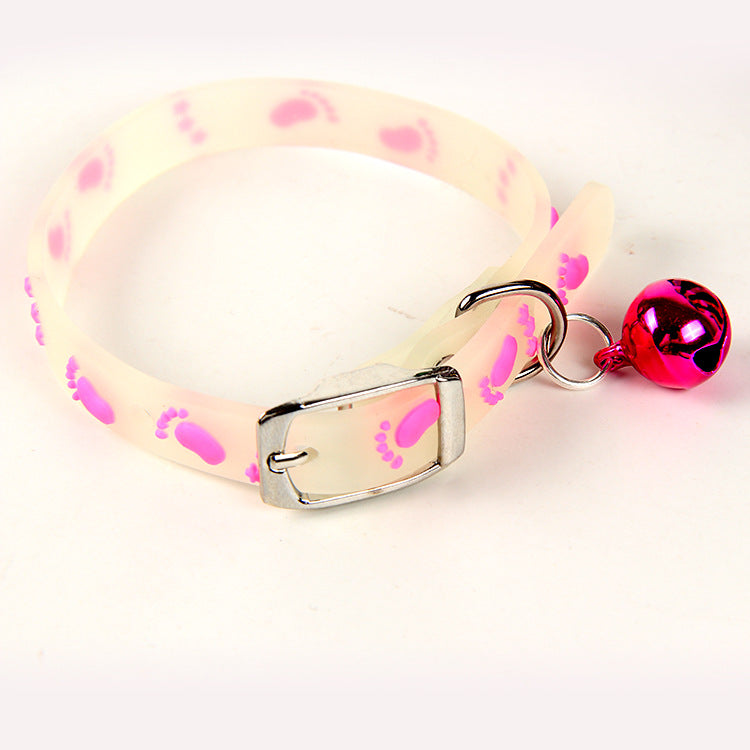 Pet Collars Cat Luminous Bell Collars Adjustable Rubber Luminous Cat Walking Supplies