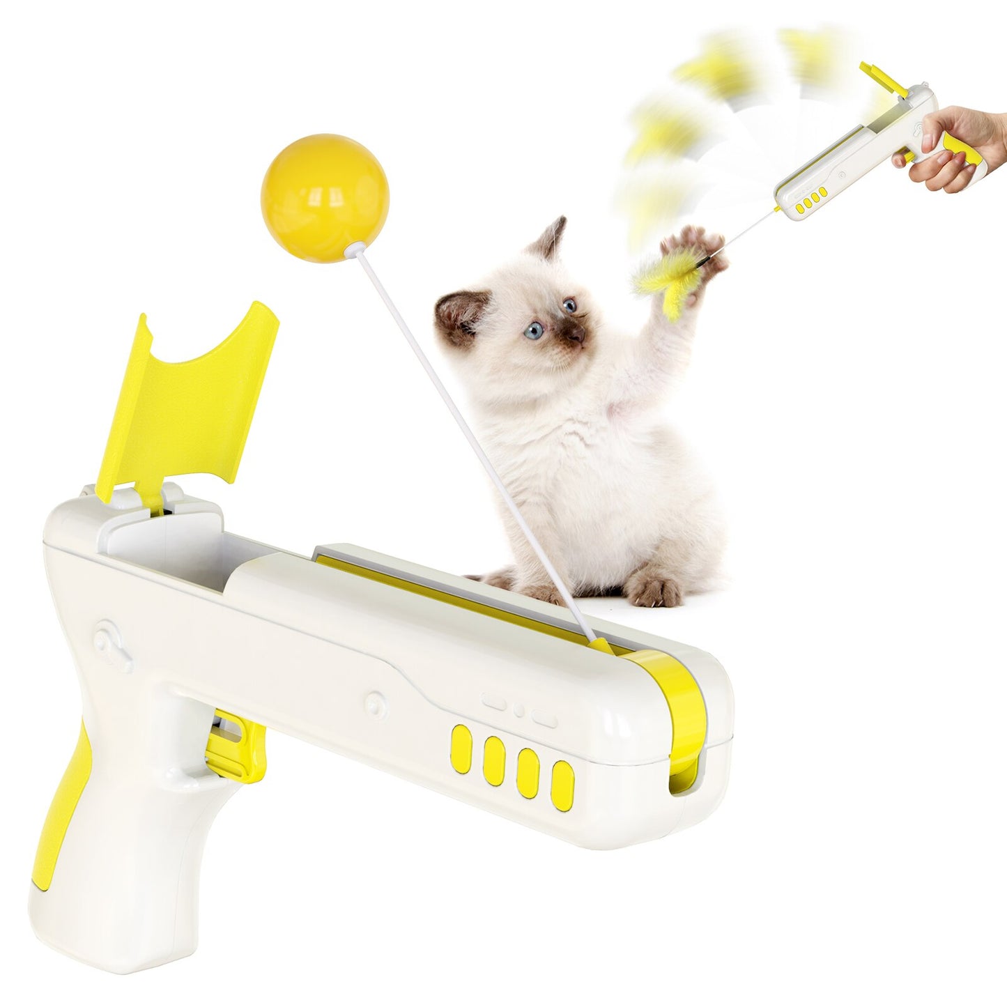 Funny Interactive Cat Toy With Feather&Ball Original Cat Stick Gun for Kittens Pet Products