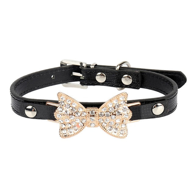 Black Small Cats Collars Kitten Breakaway Necklace Accessories Rhinestone For Leash Pet Cats Collar chaton