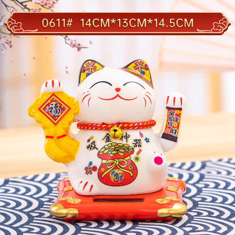 Home Chinese solar lucky cat store gifts can shake hands annual meeting gifts casual car small ornaments decorative crafts