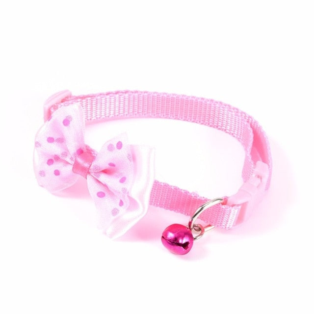 2pcs Bowknot Design Nylon Cat Collars adjustable Necklace Cat Harness With Bell For Pet Small Animal Pets Supplies