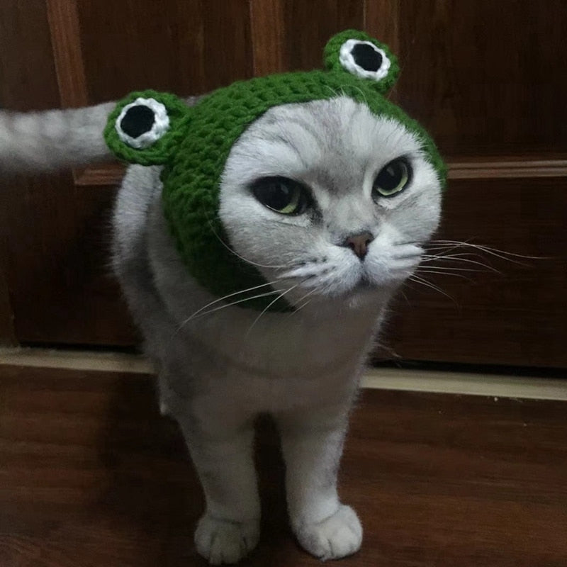 Cat Frog Styling Decorative Cap Casual Cotton Cap Pet Products Handmade Costume Festive Party Head Ornament