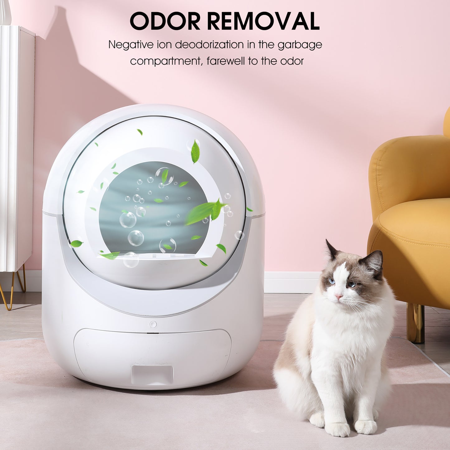 Intelligent cat litter box, automatically eliminates odors, application control, supports multiple cats with 5G and 2.4G WiFi