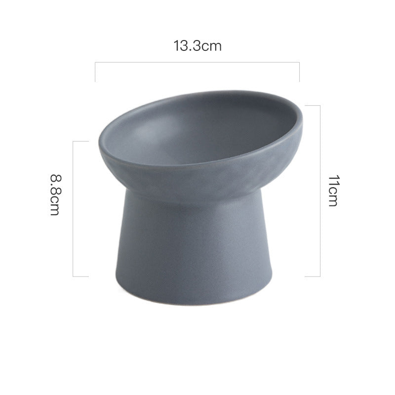 Oblique Mouth Cat Bowl Pet Food Bowl Nordic Fresh Neck Protection Round Wide Mouth Cat Food Bowl High Foot Candy Cat Bowl