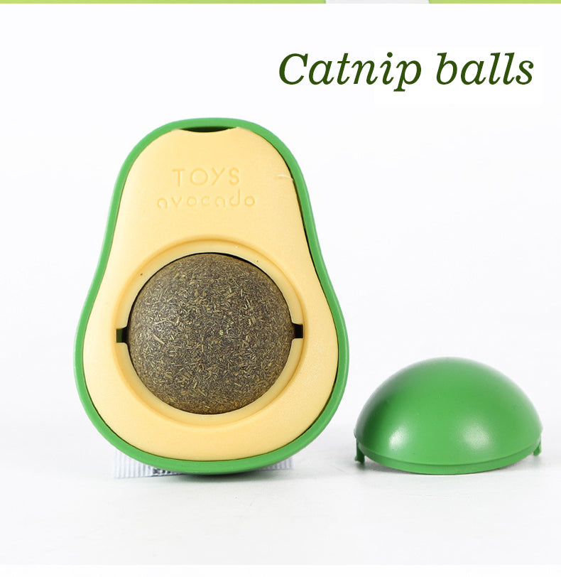 Top Sale Rotating Pet Toy Healthy Intestine Cat Spin Edible Catnip Toy Balls Avocado Cat Toy